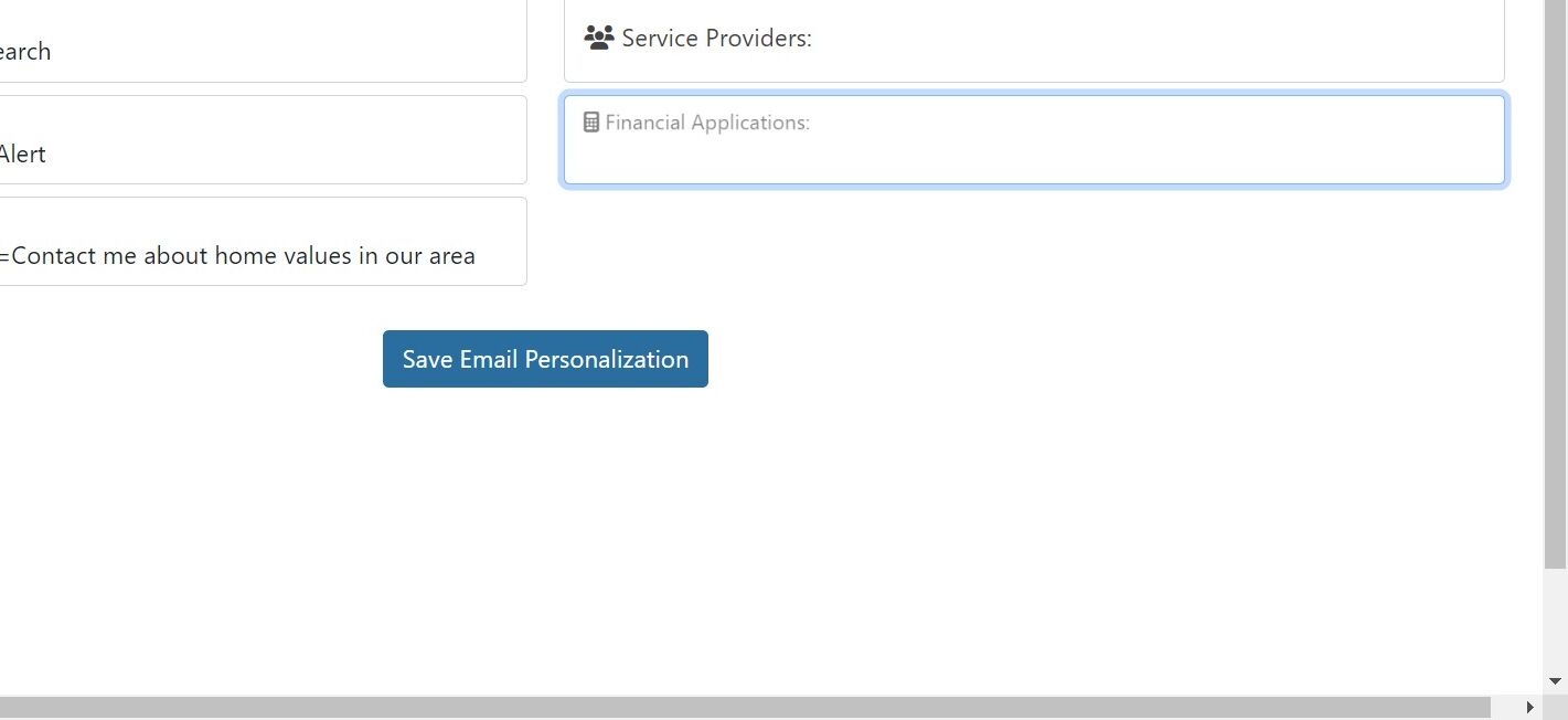 Screenshot of: Click the Save Email Personalization when you are finished.