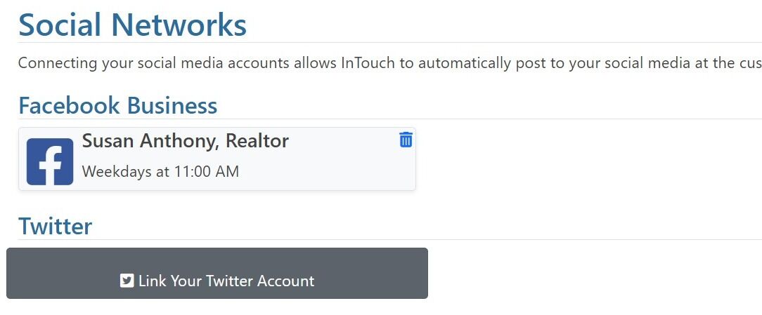 Screenshot of: Scroll down to the Social Networks, click Link Your Twitter Account.